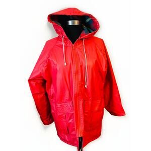 Misty Harbor Any Weather Slicker Hooded Red Rain Coat Jacket Women’s Size Small